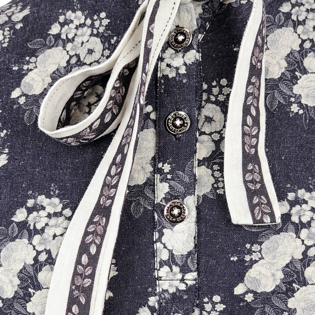 Flora & fauna  - Tie-Up Dress with Pleated Hem