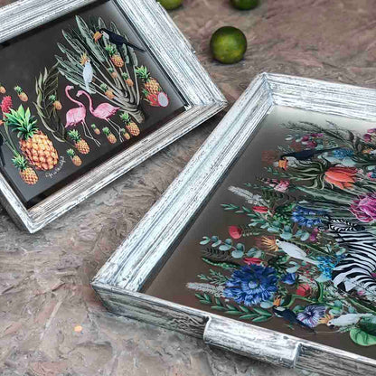 Trays - Jungle Stacked Edge Large White