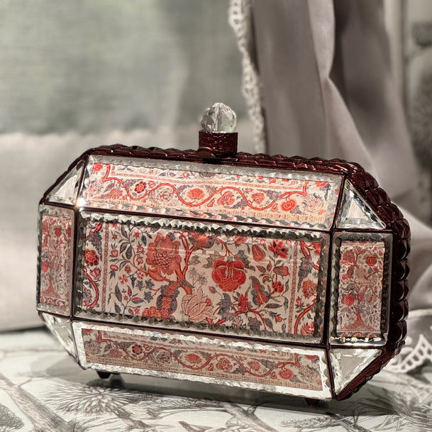 Prismatic Mirror Clutch – Scarlet Mosaic