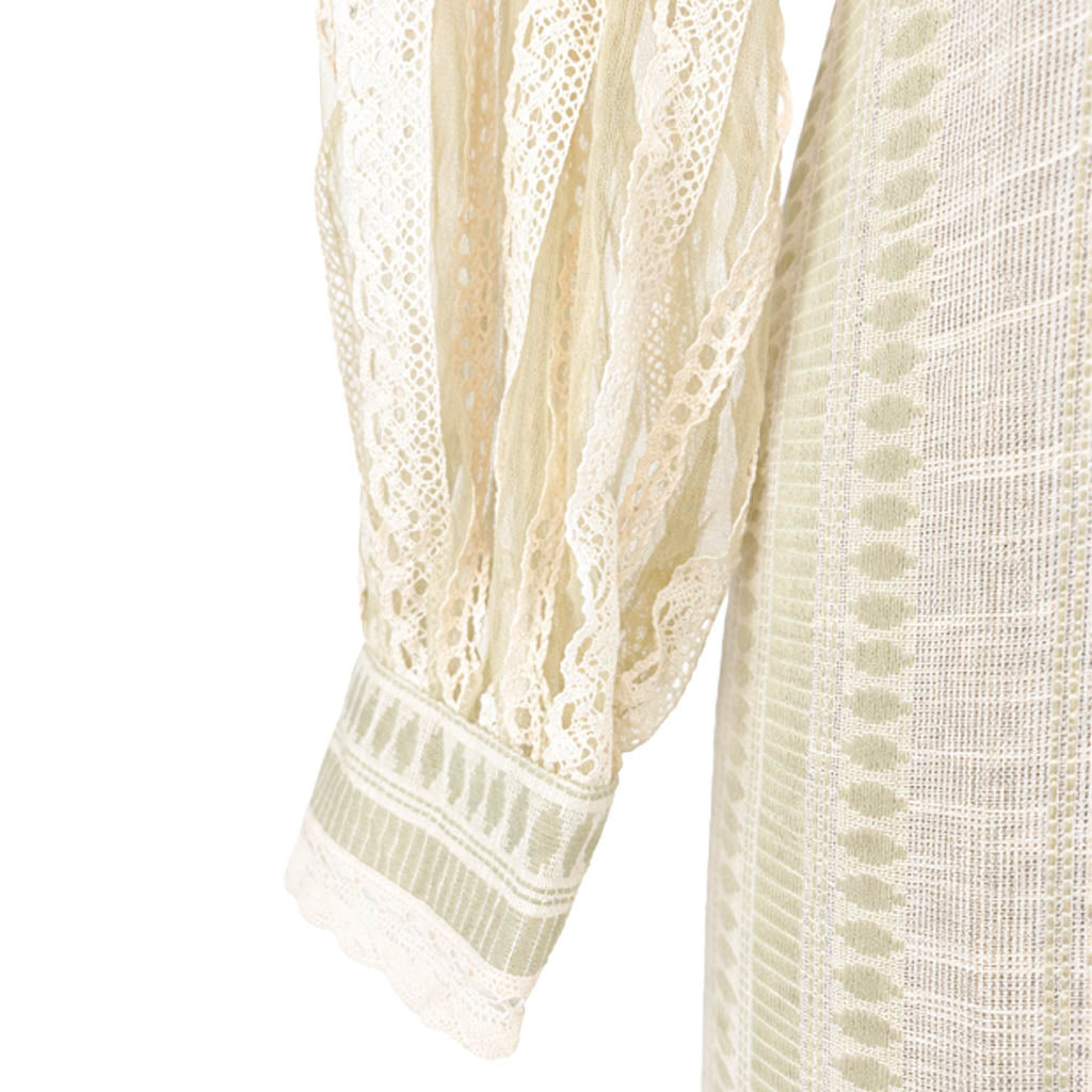 Ikat - Ivory Lace Panelled Dress with Tulle Hem