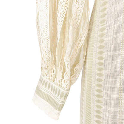 Ikat - Ivory Lace Panelled Dress with Tulle Hem