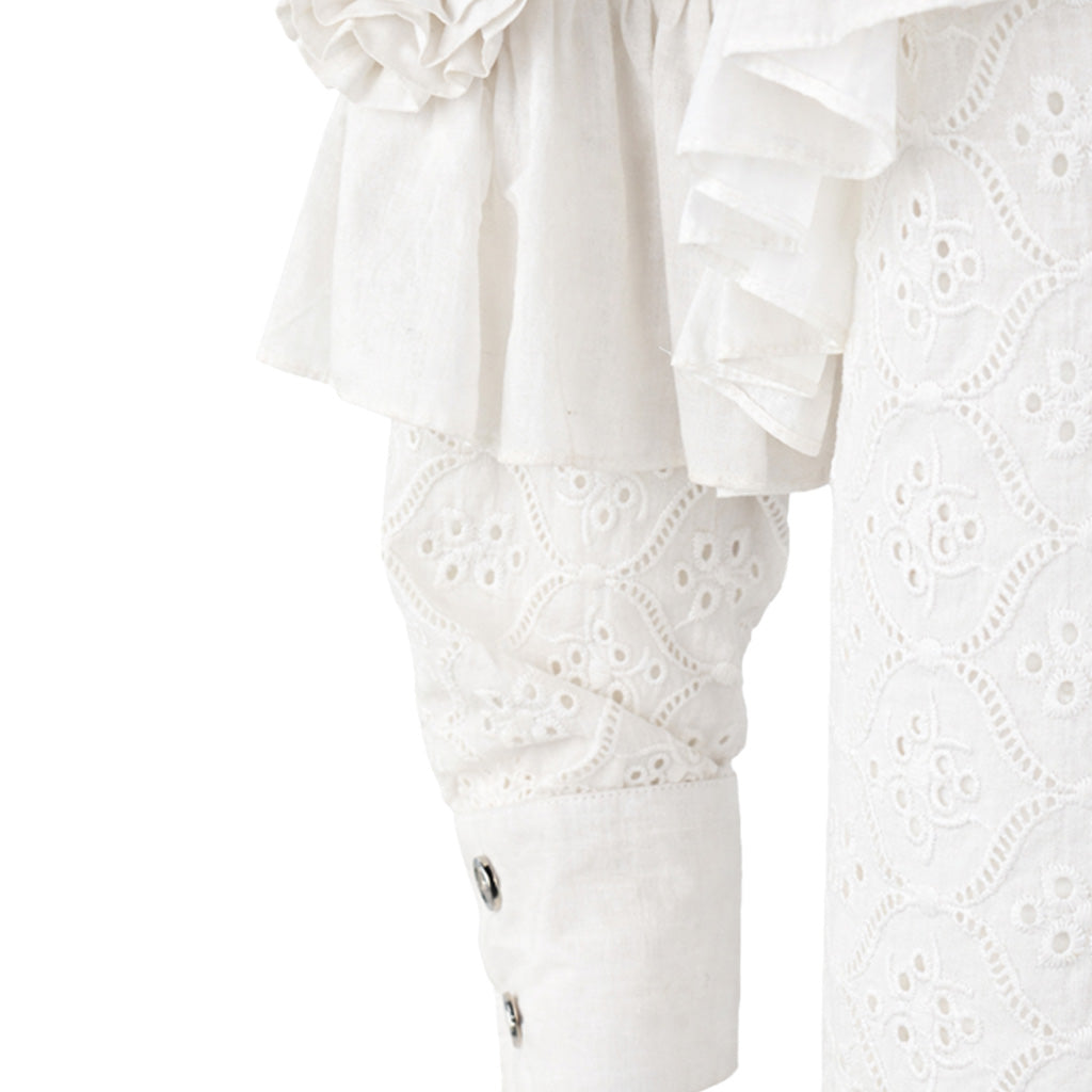 Ikat Affair - Embroidered Ruffle Shirt