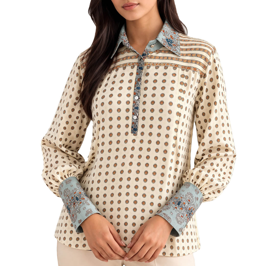 Explorer - Ivory Printed Panel Shirt