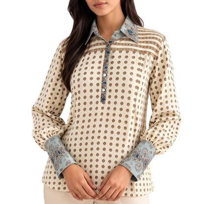 Explorer - Ivory Printed Panel Shirt