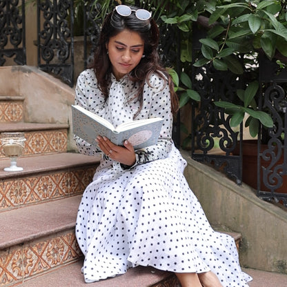 Polka Dot - Bias-Cut Gathered Skirt