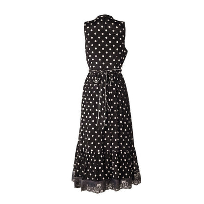 Polka Dot - Pleated Belted Dress
