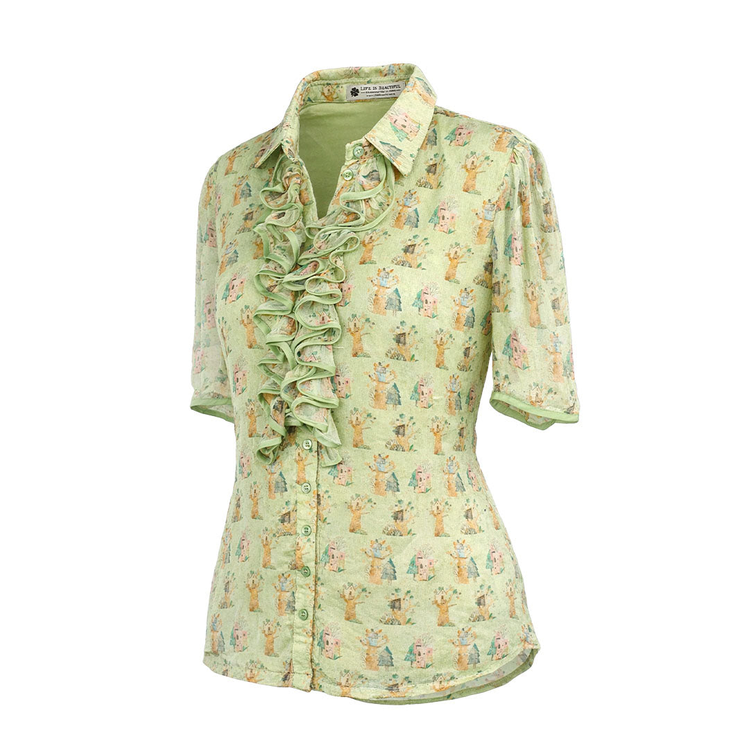 Picnic - Ruffled Shirt & Tiered Skirt Set