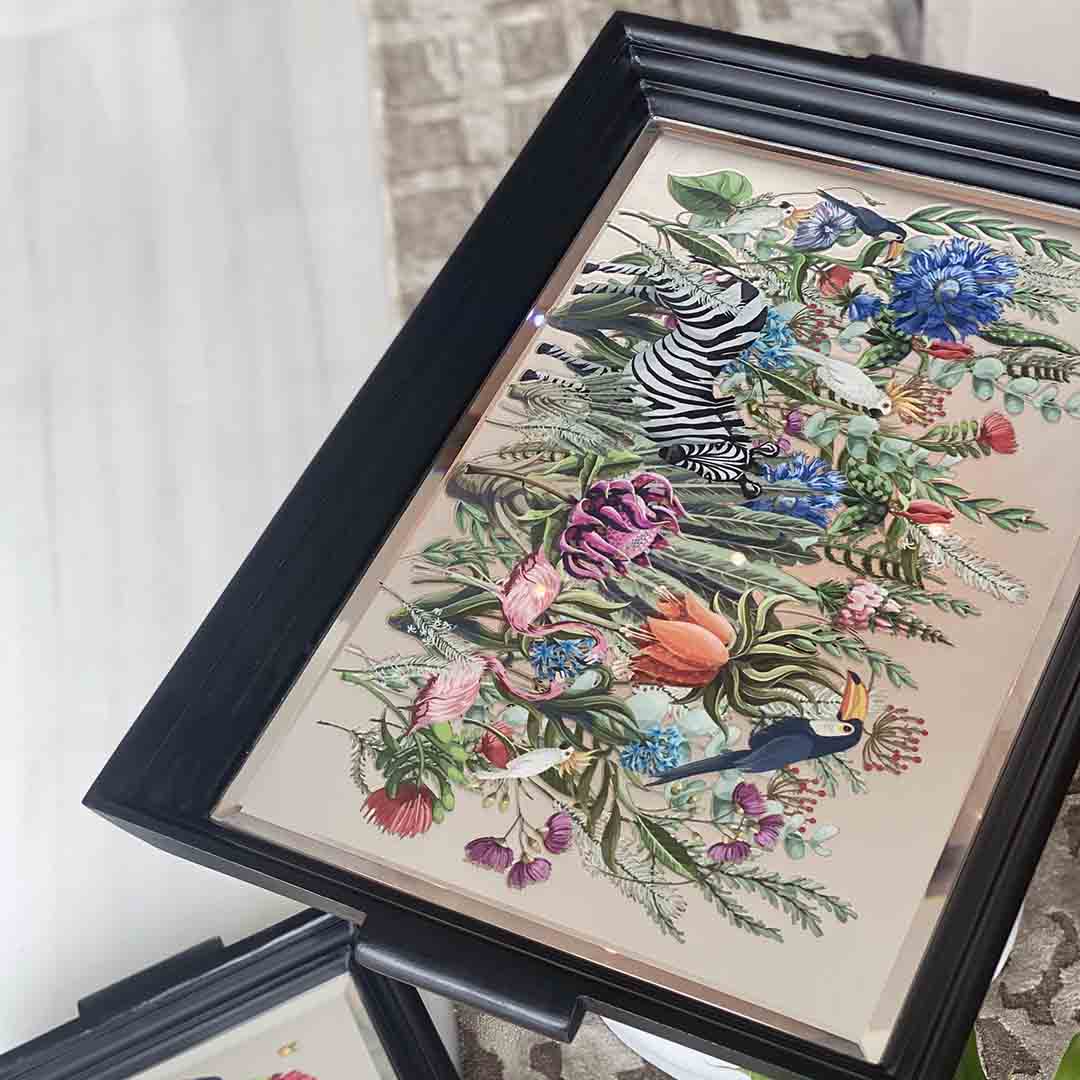 Trays - Jungle Stacked Edge Large Black