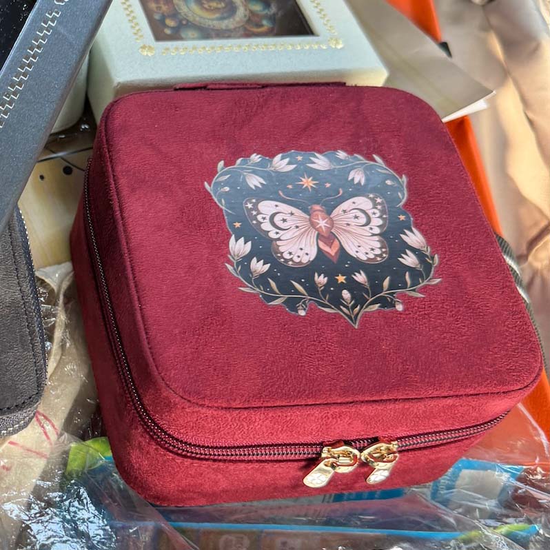 Suede Jewellery Box - Maroon