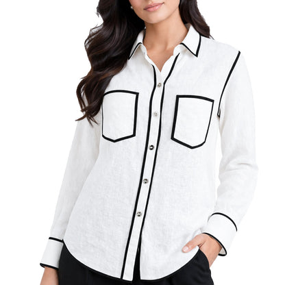 LIB Basics - Ivory Contrast Piping Shirt