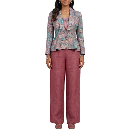 Floral  - Blush Botanical Print Jacket & Pant Co-ord Set