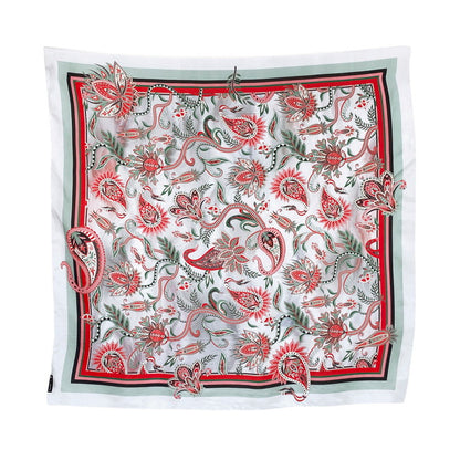 Silk Habutai - Paisely Border Green