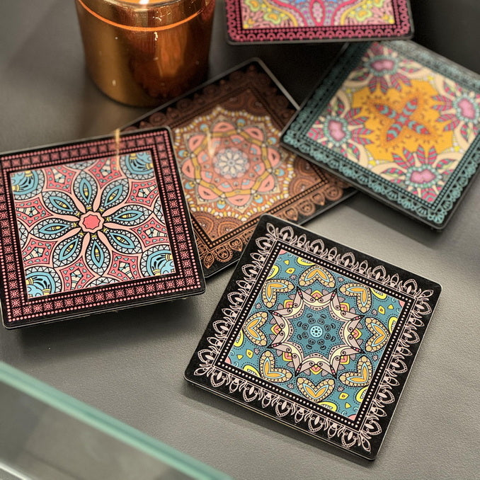 Coasters -  Mandala Kirost Black (Set of 4)