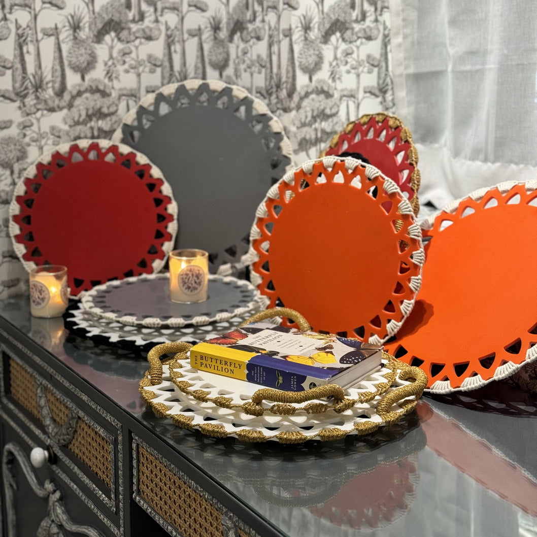 Trays - Picnic Macrame Ivory & Gold Tray