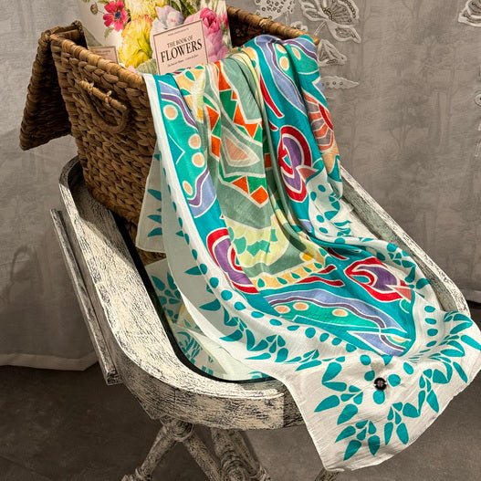 Silk Habutai - Big Mandala Blue