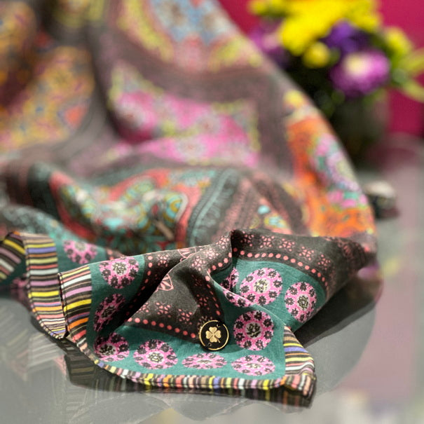 Silk Habutai - Mandala Black