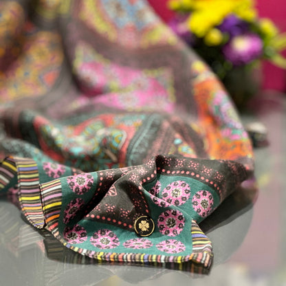 Silk Habutai - Mandala Black