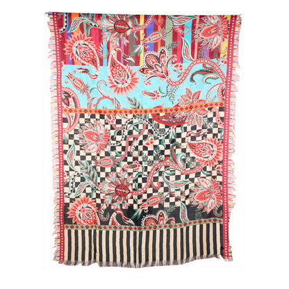 Twill Pashmina Shawl - Blue Paisely
