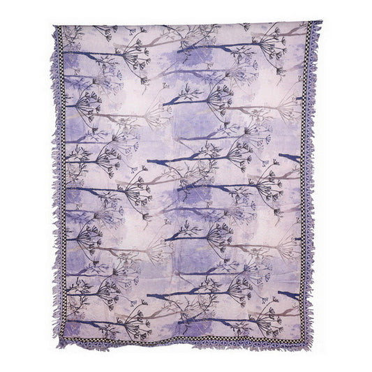 Twill Pashmina Embroidered Shawl - Purple Tree