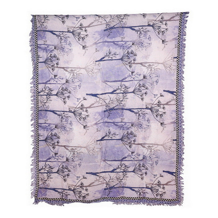 Twill Pashmina Embroidered Shawl - Purple Tree