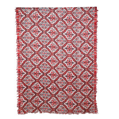 Twill Pashmina Embroidered Shawl - Ogee Floral