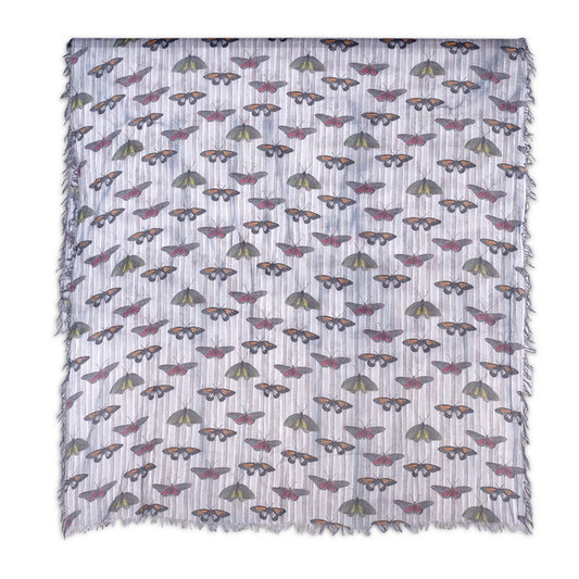 Twill Pashmina - Butterflies Grey