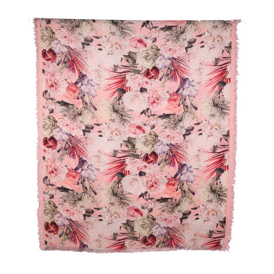 Twill Pashmina Shawl - Peach Floral