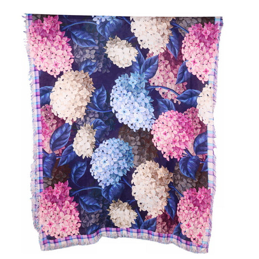 Twill Pashmina Embroidered Shawl - Hydrangea