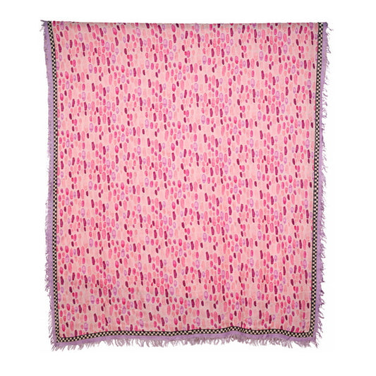 Twill Pashmina Embroidered Shawl - Pink Blobs