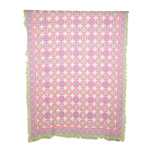 Twill Pashmina Embroidered Shawl - Circle Mandala