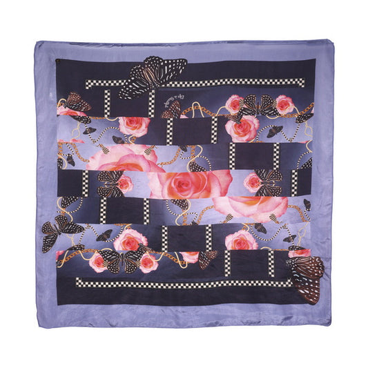 Twill Pashmina Scarf - Blue Butterfly