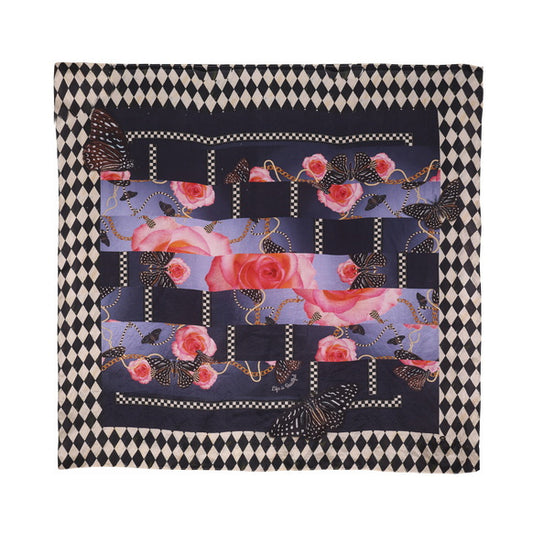 Silk Habutai - Lace Print Border
