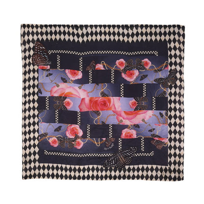 Silk Habutai - Lace Print Border
